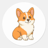 Cute Corgi Dog Ronde Sticker (Voorkant)