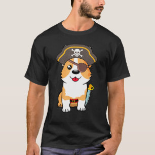 Cute Corgi Dog Skull Pirate Kapitein Easy Hallowee T-shirt