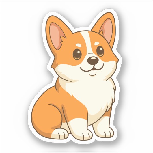 Cute Corgi Dog Sticker (Voorkant)