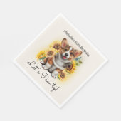 Cute Corgi Dog Sunflower 60th Birthday Servet (Hoek)