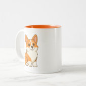 Cute Corgi Dog Tweekleurige Koffiemok (Voorkant links)