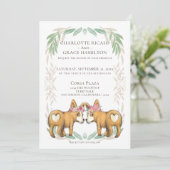 Cute Corgi Dog Two Brides Gay Wedding Kaart (Staand voorkant)