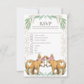 Cute Corgi Dog Two Brides Gay Wedding RSVP (Voorkant)