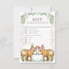 Cute Corgi Dog Two Brides Gay Wedding RSVP