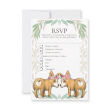 Cute Corgi Dog Two Brides Gay Wedding RSVP