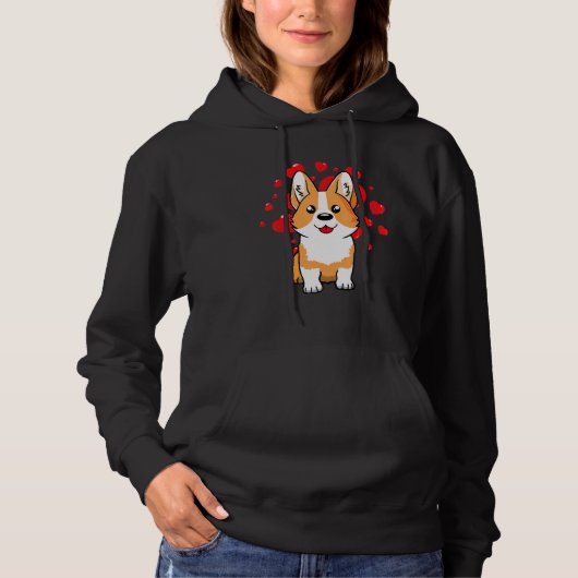 Cute Corgi Dog Valentines Day Love Heart For Dog   Hoodie (Voorkant)