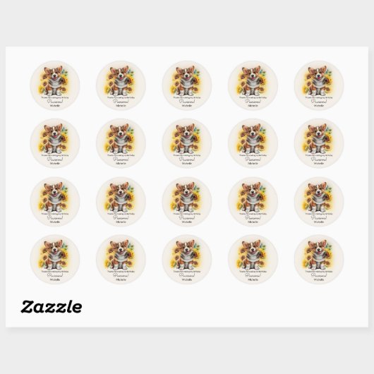 Cute Corgi Dog Zondag Ronde Sticker (Vel)