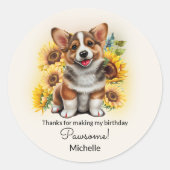 Cute Corgi Dog Zondag Ronde Sticker (Voorkant)