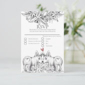 Cute Corgi Dogs Pencil Drading Wedding RSVP (Staand voorkant)