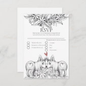 Cute Corgi Dogs Pencil Drading Wedding RSVP (Voorkant / Achterkant)