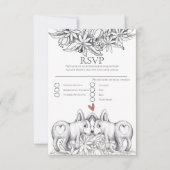 Cute Corgi Dogs Pencil Drading Wedding RSVP Kaartje (Voorkant)
