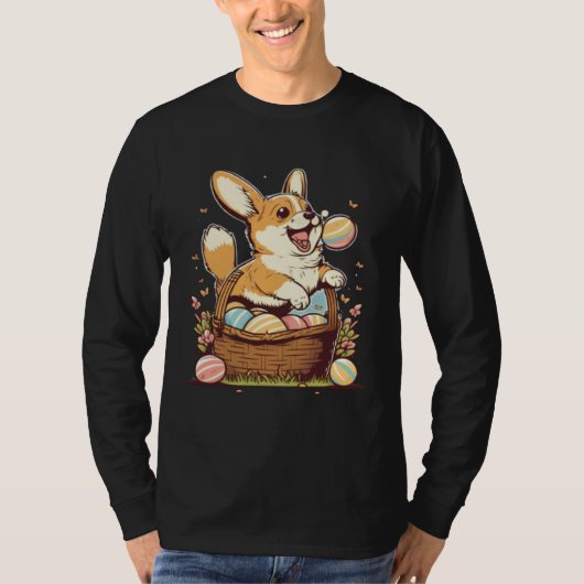 Cute Corgi Easter Egg Basket Happy Easter Kids T-shirt (Voorkant)