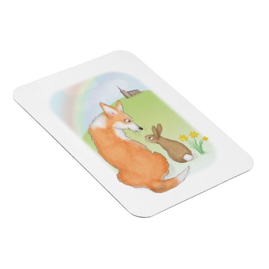 Cute corgi en rabbit Easter magnet Magneet (Rechterzijde)