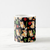 Cute Corgi en Vegetables Food Pattern Black Koffiemok (Center)