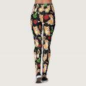 Cute Corgi en Vegetables Food Pattern Black Leggings (Achterkant)