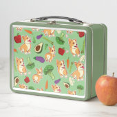 Cute Corgi en Vegetables Food Pattern Green (In situ)