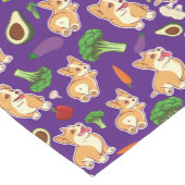 Cute Corgi en Vegetables Food Pattern Paars Korte Tafelloper (Hoek)