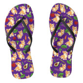 Cute Corgi en Vegetables Food Pattern Paars Teenslippers (Voetbed)