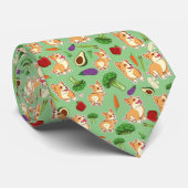 Cute Corgi en Vegetables Food Pattern Stropdas (Opgerold)