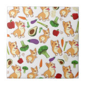Cute Corgi en Vegetables Food Pattern Tegeltje (Voorkant)