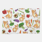 Cute Corgi en Vegetables Food Pattern Theedoek (Horizontaal)