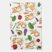 Cute Corgi en Vegetables Food Pattern Theedoek (Verticaal)