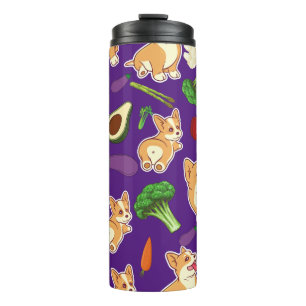 Cute Corgi en Vegetables Food Pattern Thermosbeker