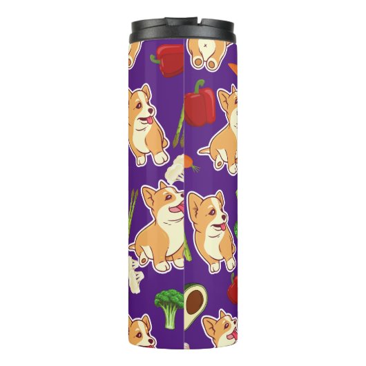 Cute Corgi en Vegetables Food Pattern Thermosbeker (Achterkant)