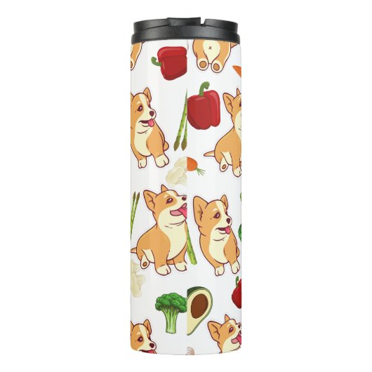 Cute Corgi en Vegetables Food Pattern Thermosbeker (Achterkant)