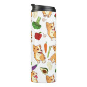 Cute Corgi en Vegetables Food Pattern Thermosbeker (Geroteerd rechts)