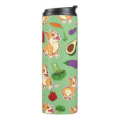 Cute Corgi en Vegetables Food Pattern Thermosbeker (Gedraaid links)