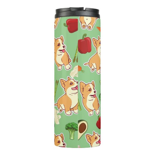Cute Corgi en Vegetables Food Pattern Thermosbeker (Achterkant)
