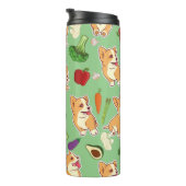 Cute Corgi en Vegetables Food Pattern Thermosbeker (Geroteerd rechts)