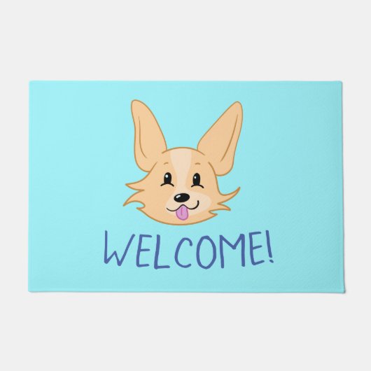 Cute Corgi Face Welcome Mat (Voorkant)