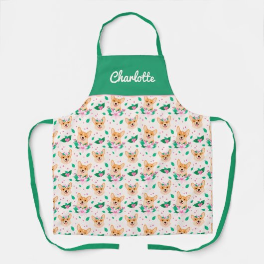 Cute Corgi Floral Schort (Voorkant)