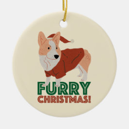 Cute Corgi Furry kerst Keramisch Ornament