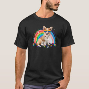 Cute Corgi Gay Pride Lgbt Regenboog Vlag Zonnebril T-shirt
