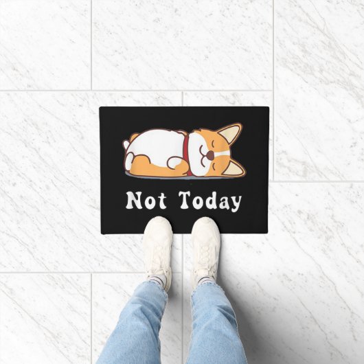 Cute Corgi Gift Funny Dog Lover not Today Lazy Deurmat (Binnen)