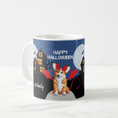 Cute Corgi Halloween Haunted House Personalized Koffiemok (Voorkant links)