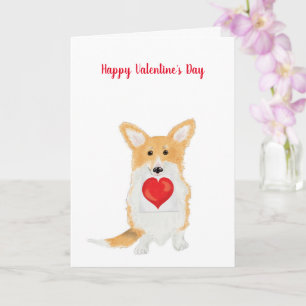 Cute corgi "Happy Valentine's Day" rode hartkaart Kaart