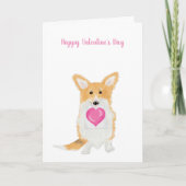 Cute corgi Happy Valentine's Day Roze hartkaart Kaart (Voorkant)