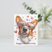 Cute Corgi Hartjes Valentijnsdag Postkaart (Staand voorkant)