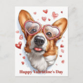 Cute Corgi Hartjes Valentijnsdag Postkaart (Voorkant)