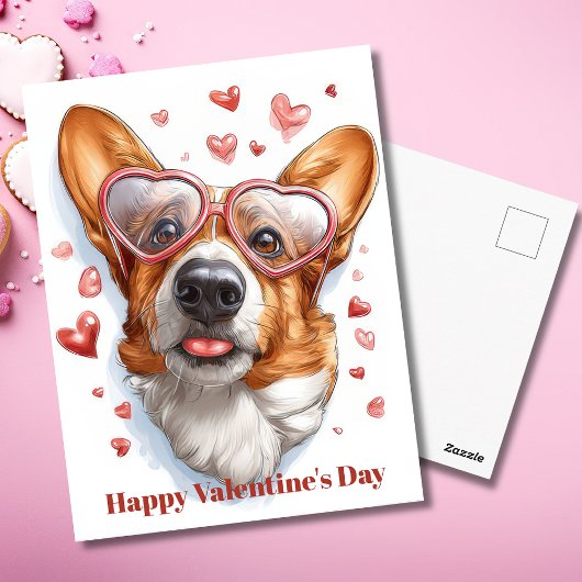 Cute Corgi Hartjes Valentijnsdag Postkaart