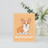 Cute Corgi "Hey Corgood" Illustratie Funny Briefkaart (Staand voorkant)