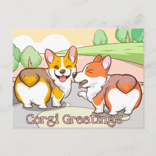 Cute Corgi Holiday Card Feestdagenkaart (Voorkant)