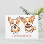 Cute Corgi-hond jubileum Valentijnskaart Feestdagenkaart (Staand voorkant)