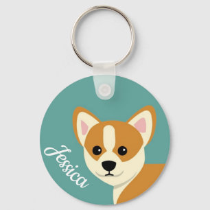 Cute Corgi Hondenliefhebber Personalized Sleutelhanger