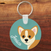 Cute Corgi Hondenliefhebber Personalized Sleutelhanger (Voorkant)