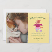 Cute Corgi Ice Skating Mustard Yellow Christmas  Feestdagenkaart (Voorkant)